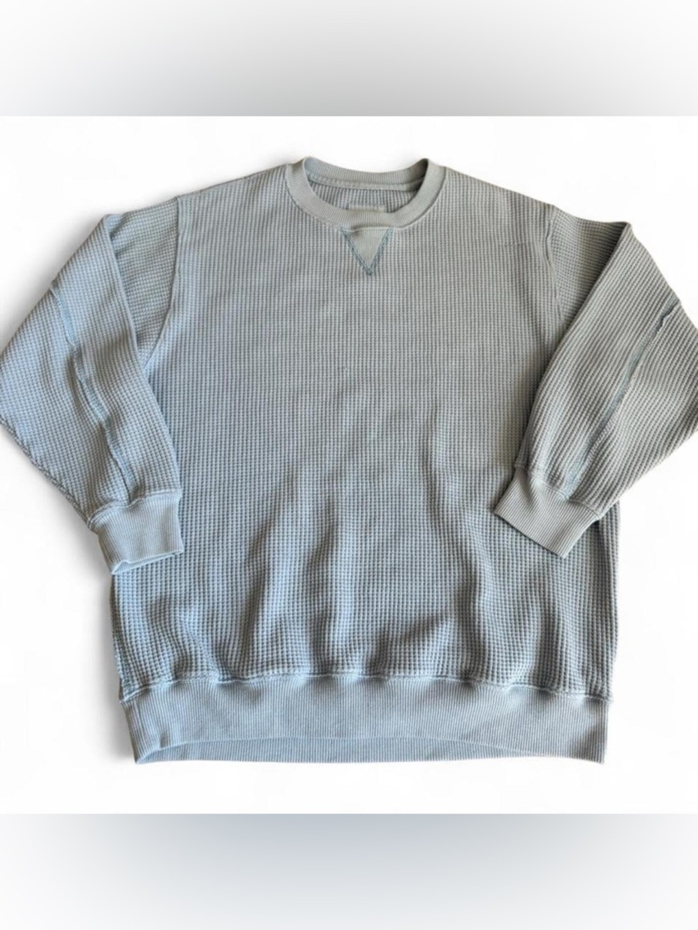 Aerie Waffle Knit Sweatshirt Baby Blue Size Medium